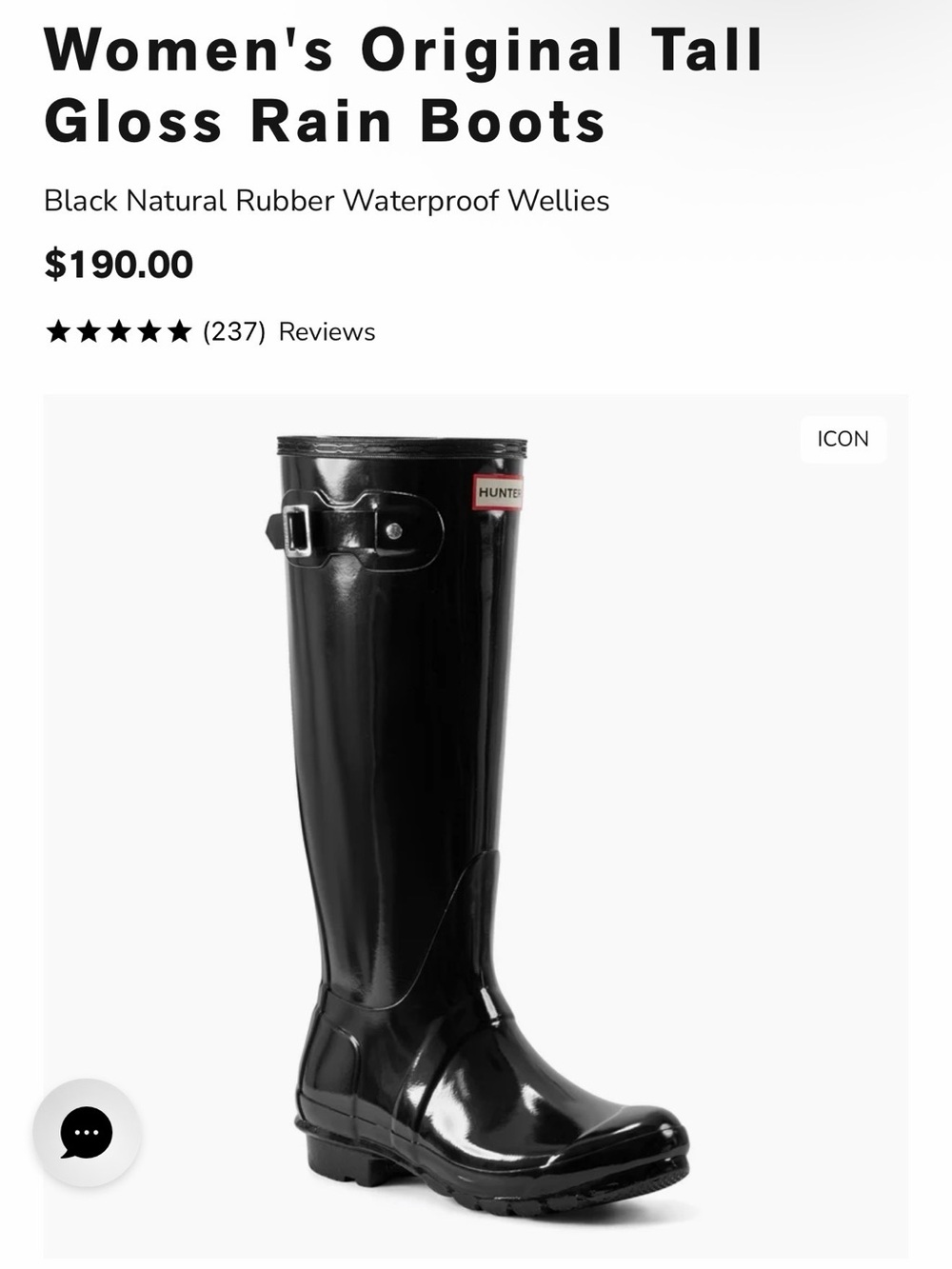 Hunter Women's Tall Gloss Rain Boots in Black - Picture 2 of 3